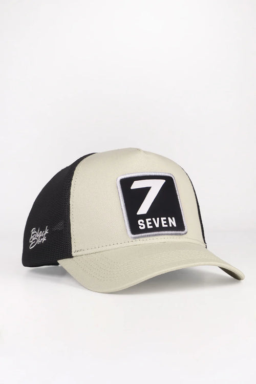 BlackBörk 7 Numara Logolu Bej-Siyah Trucker Şapka