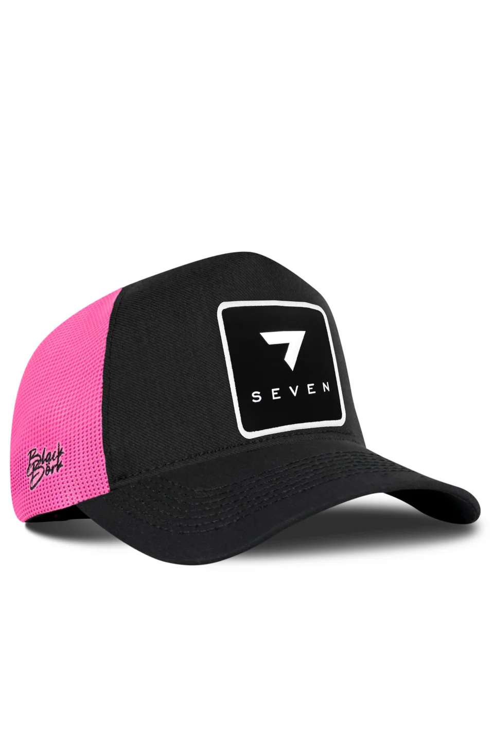BlackBörk 7 Numara Logolu Cordura Siyah-Pembe Trucker Şapka