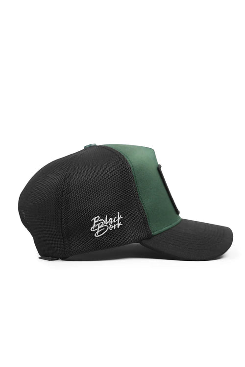 BlackBörk Aslan Logolu Cordura Siyah-Petrol Yeşili Trucker Şapka