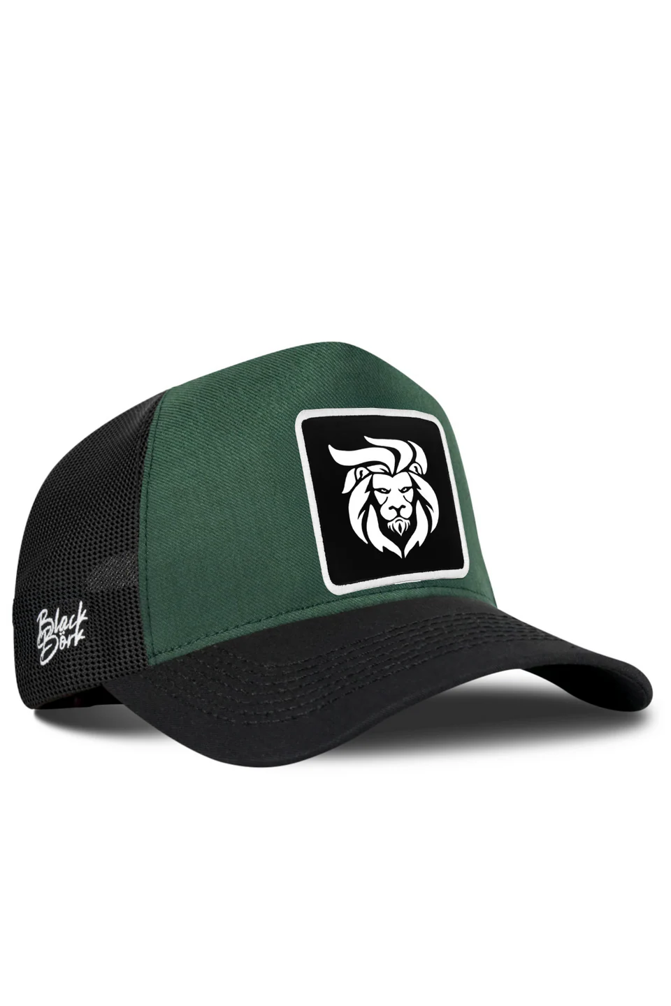 BlackBörk Aslan Logolu Cordura Siyah-Petrol Yeşili Trucker Şapka
