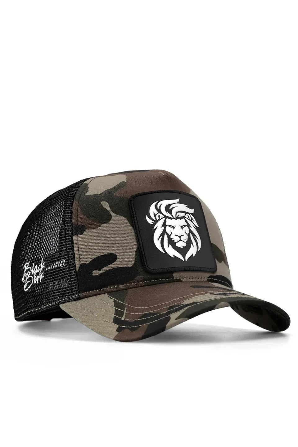 BlackBörk Aslan Logolu Kamuflaj-Siyah Trucker Şapka