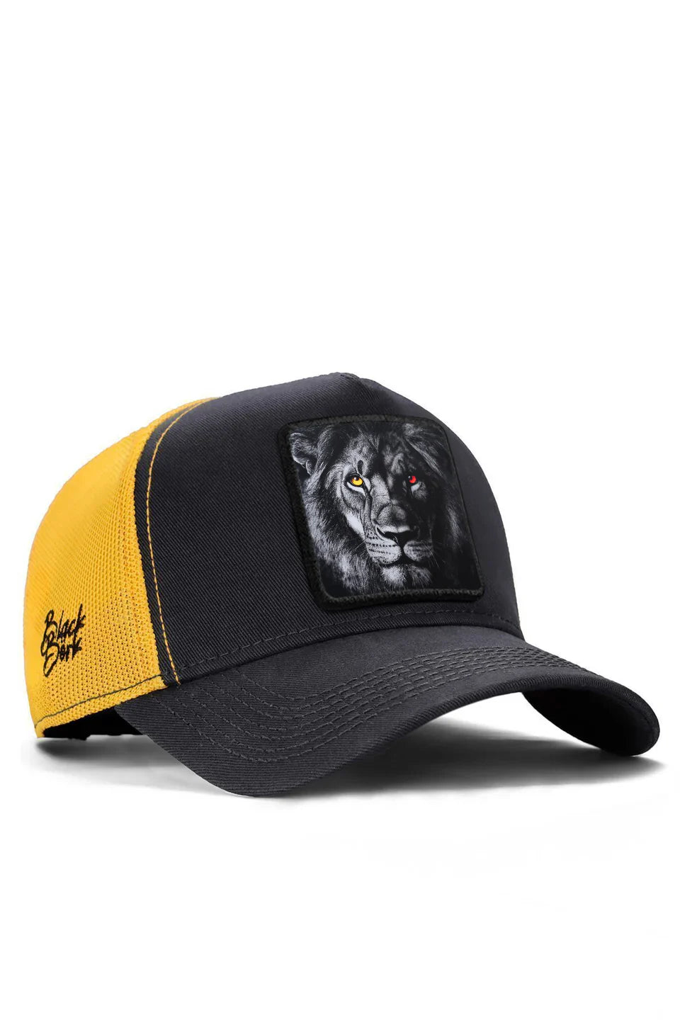 BlackBörk Aslan Logolu Koyu Antrasit-Sarı Trucker Şapka