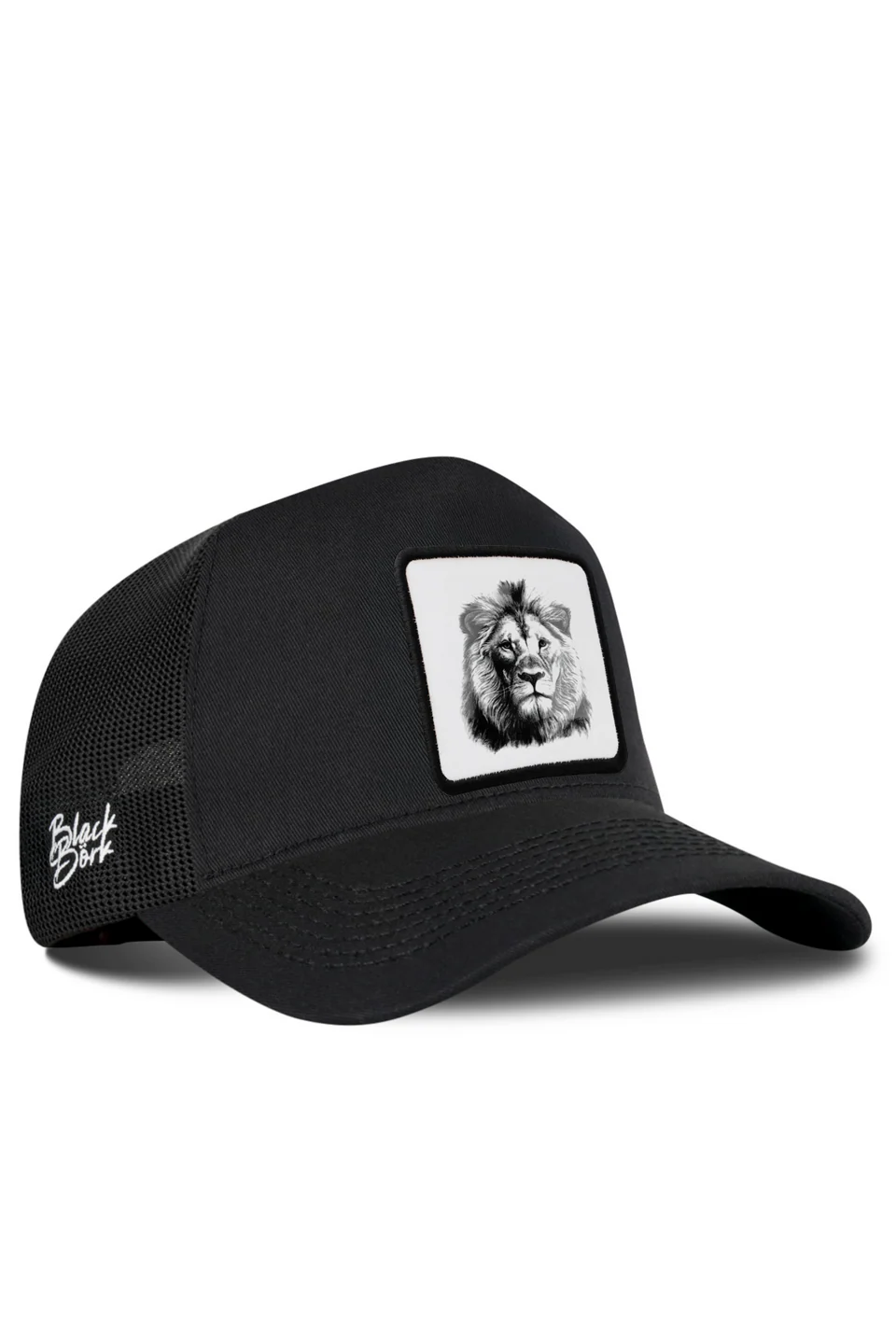 BlackBörk Aslan Logolu Siyah Trucker Şapka