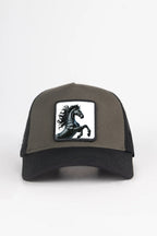 BlackBörk At Logolu Siyah-Haki Trucker Şapka