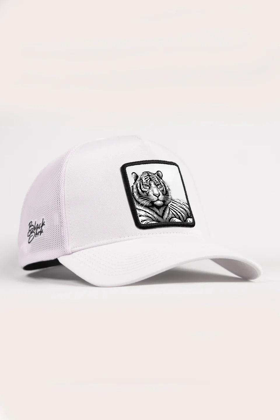 BlackBörk Bengal Kaplan Logolu Beyaz Trucker Şapka