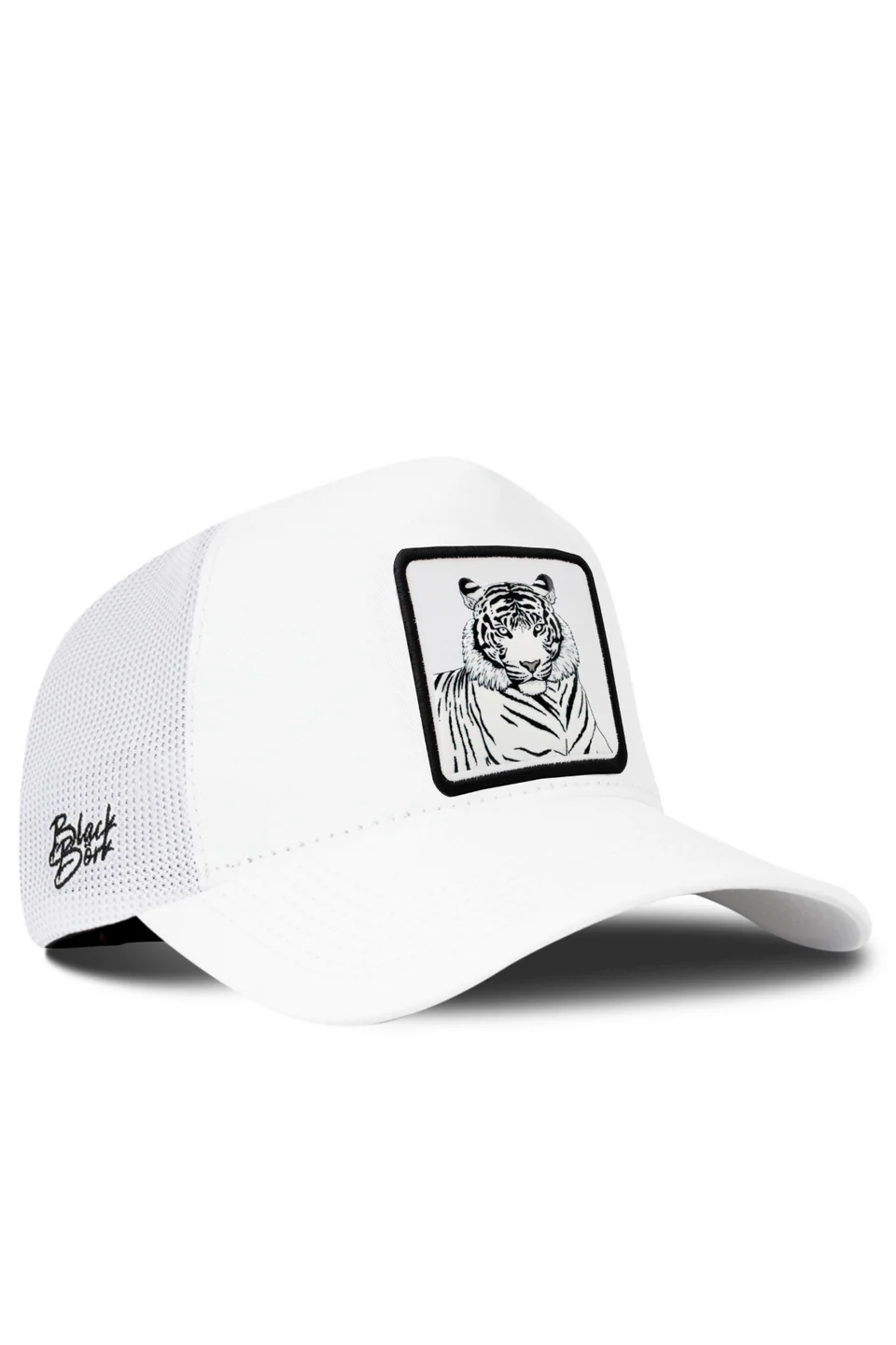 BlackBörk Bengal Kaplan Logolu Beyaz Trucker Şapka