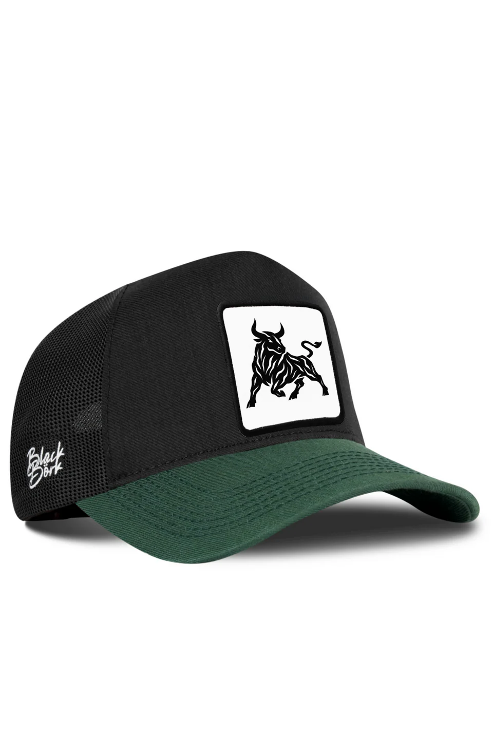 BlackBörk Boğa Logolu Cordura Petrol Yeşili-Siyah Trucker Şapka
