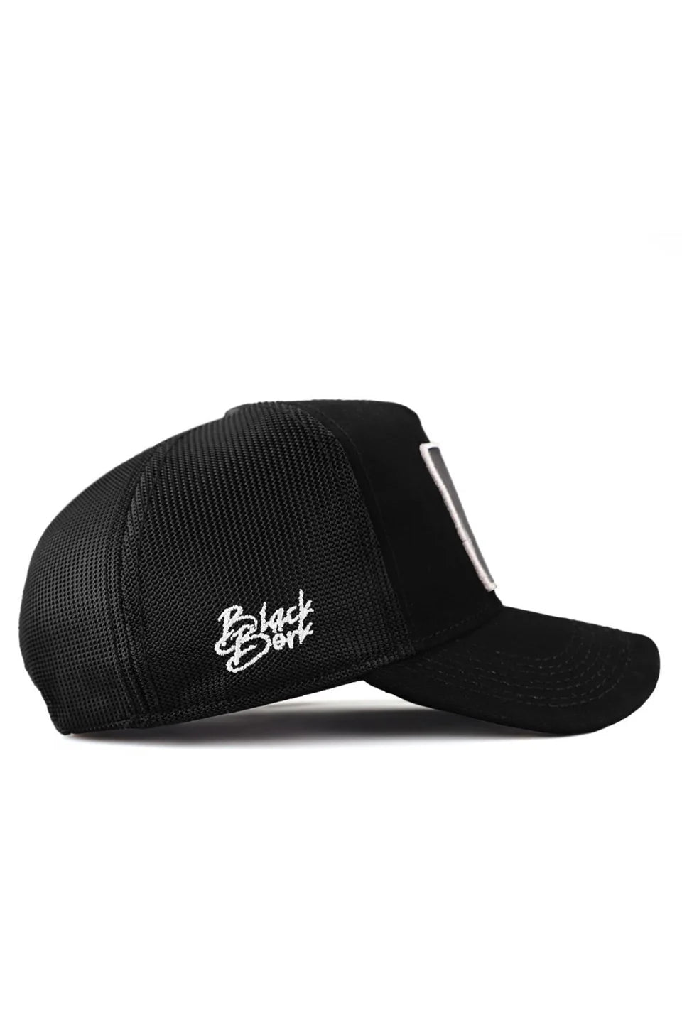 BlackBörk E Harf Logolu Siyah Trucker Şapka
