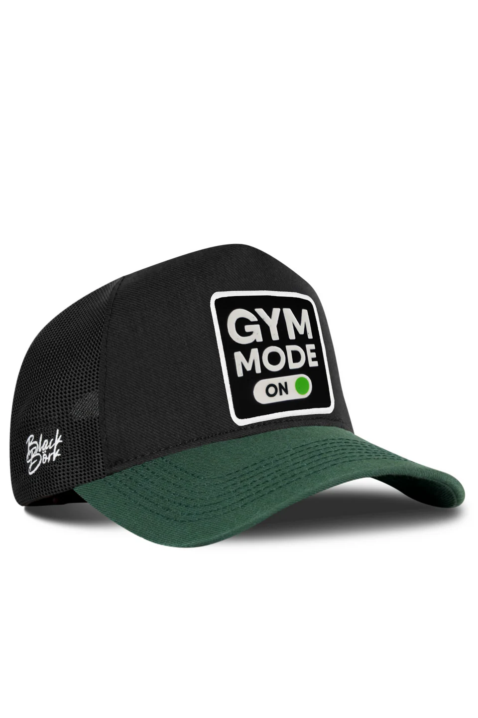 BlackBörk Gym Mode On Logolu Cordura Petrol Yeşili-Siyah Trucker Şapka
