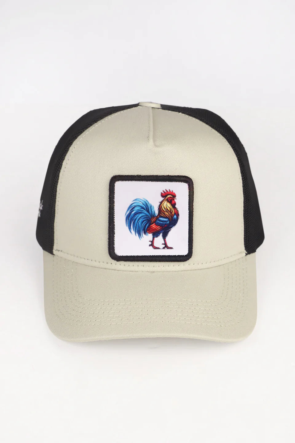 BlackBörk Horoz Logolu Bej-Siyah Trucker Şapka