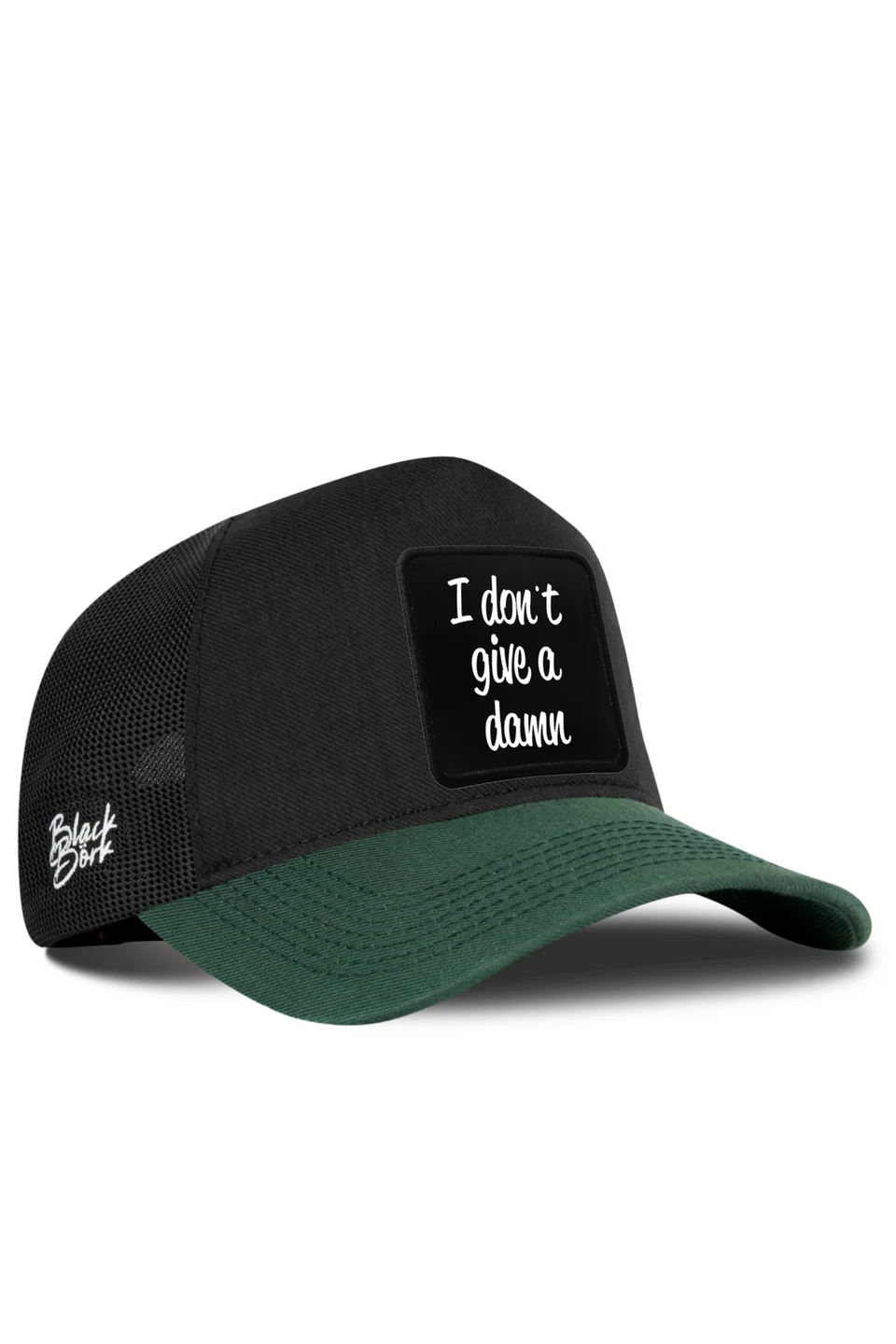 BlackBörk I Don't Give A Damn Cordura Petrol Yeşili-Siyah Trucker Şapka