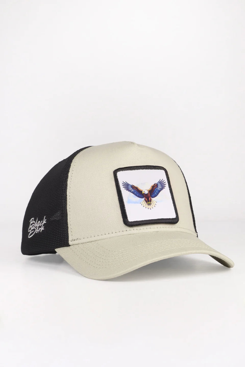 BlackBörk Kartal Logolu Bej-Siyah Trucker Şapka