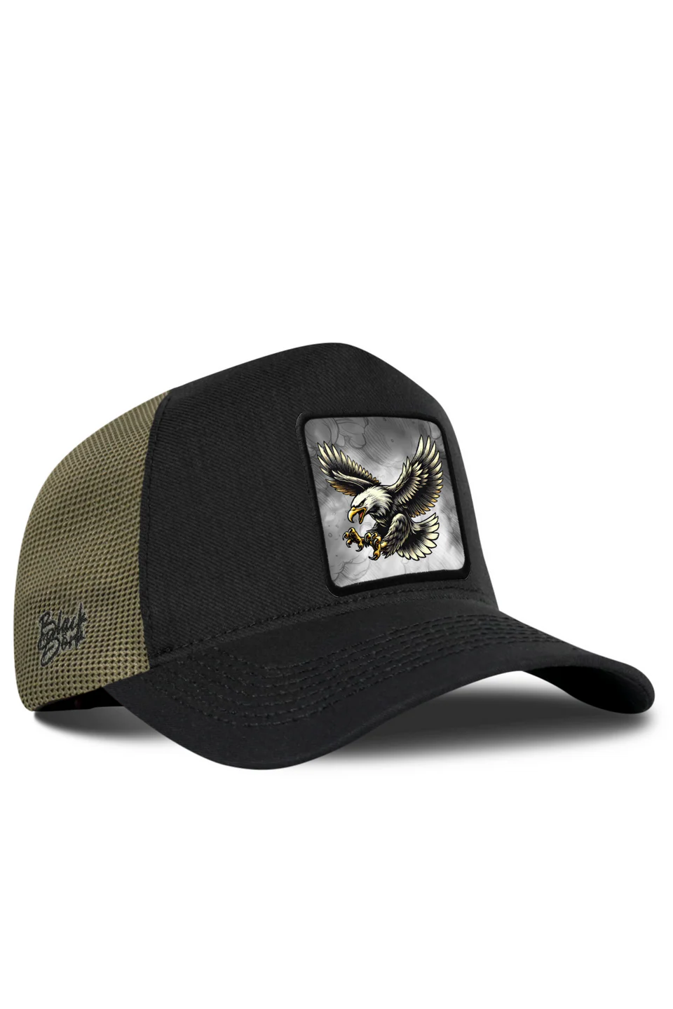 BlackBörk Kartal Logolu Cordura Siyah-Haki Trucker Şapka