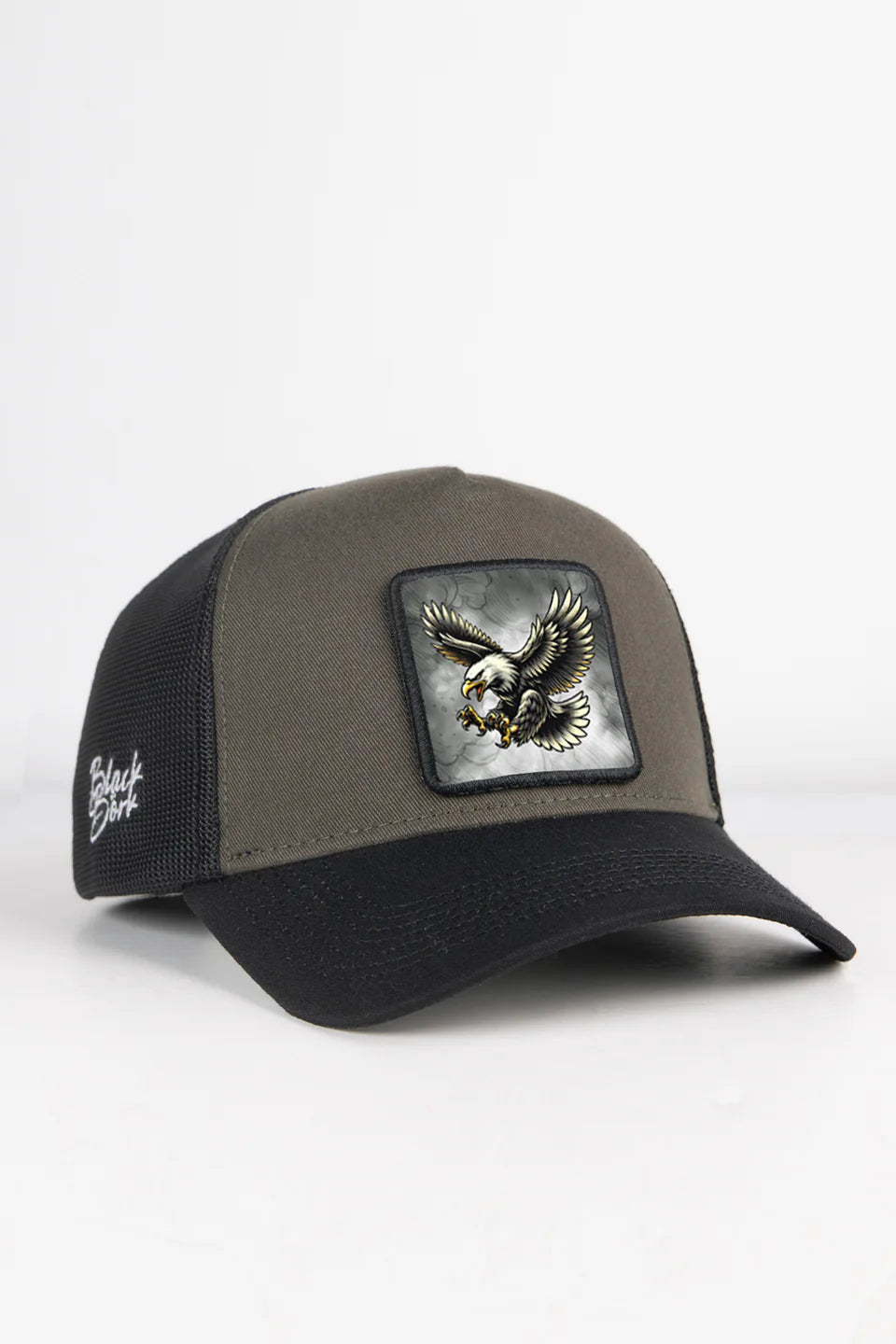 BlackBörk Kartal Logolu Siyah-Haki Trucker Şapka