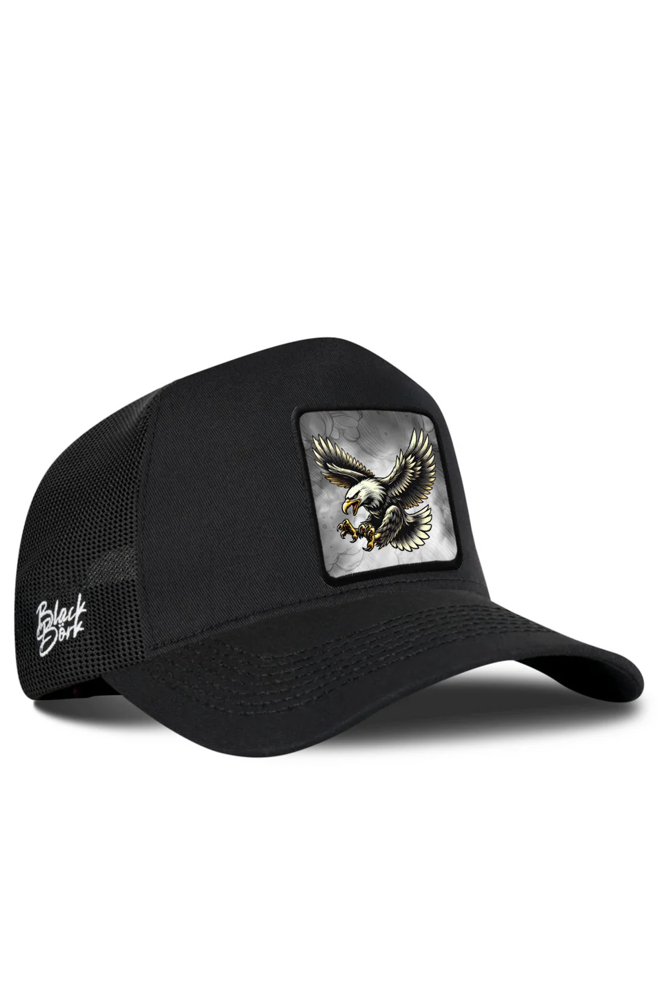 BlackBörk Kartal Logolu Siyah Trucker Şapka