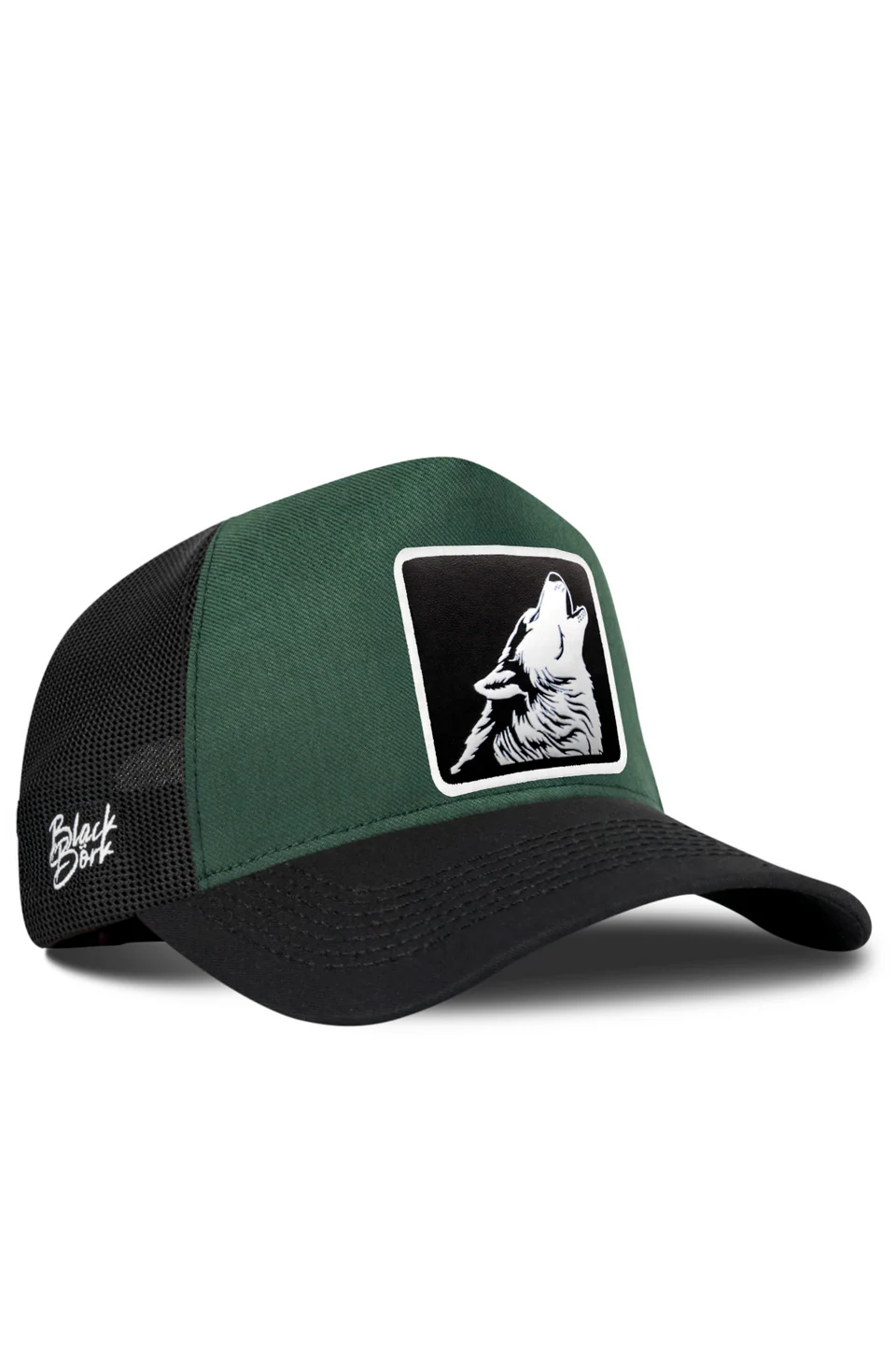 BlackBörk Kurt Logolu Cordura Siyah-Petrol Yeşili Trucker Şapka