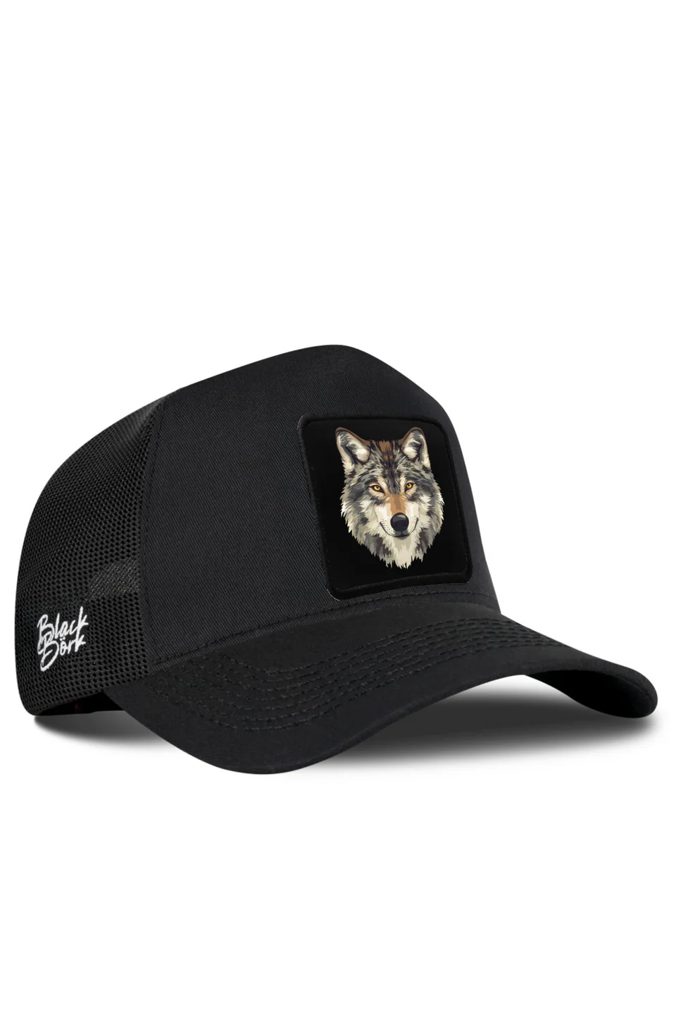 BlackBörk Kurt Logolu Siyah Trucker Şapka