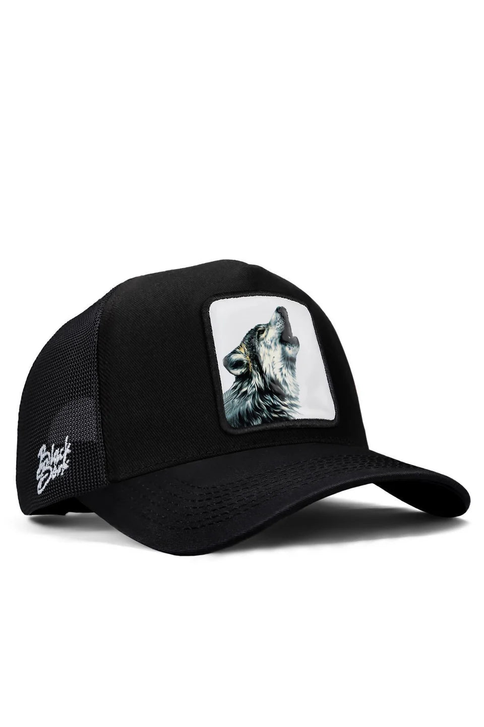 BlackBörk Kurt Logolu Siyah Trucker Şapka
