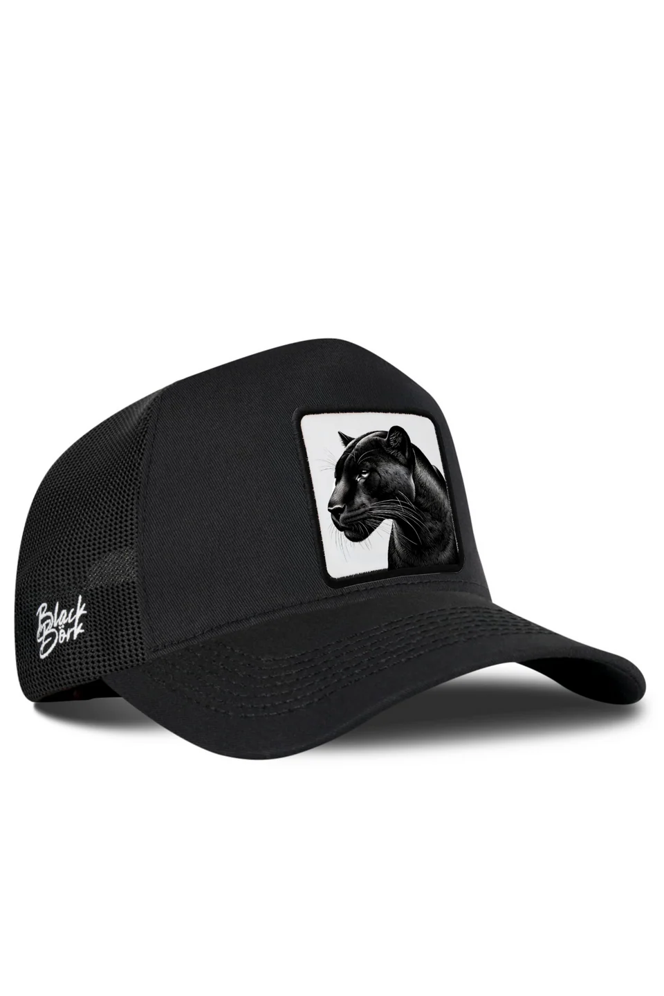 BlackBörk Panter Logolu Siyah Trucker Şapka