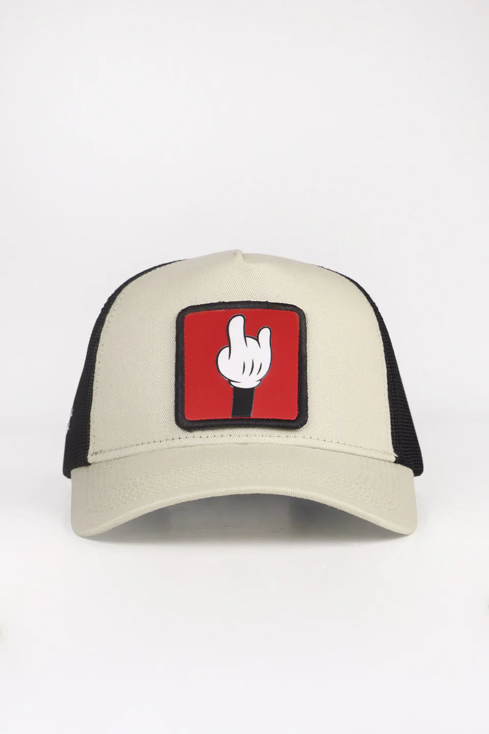 BlackBörk Parmak Logolu Bej Siyah Trucker Şapka