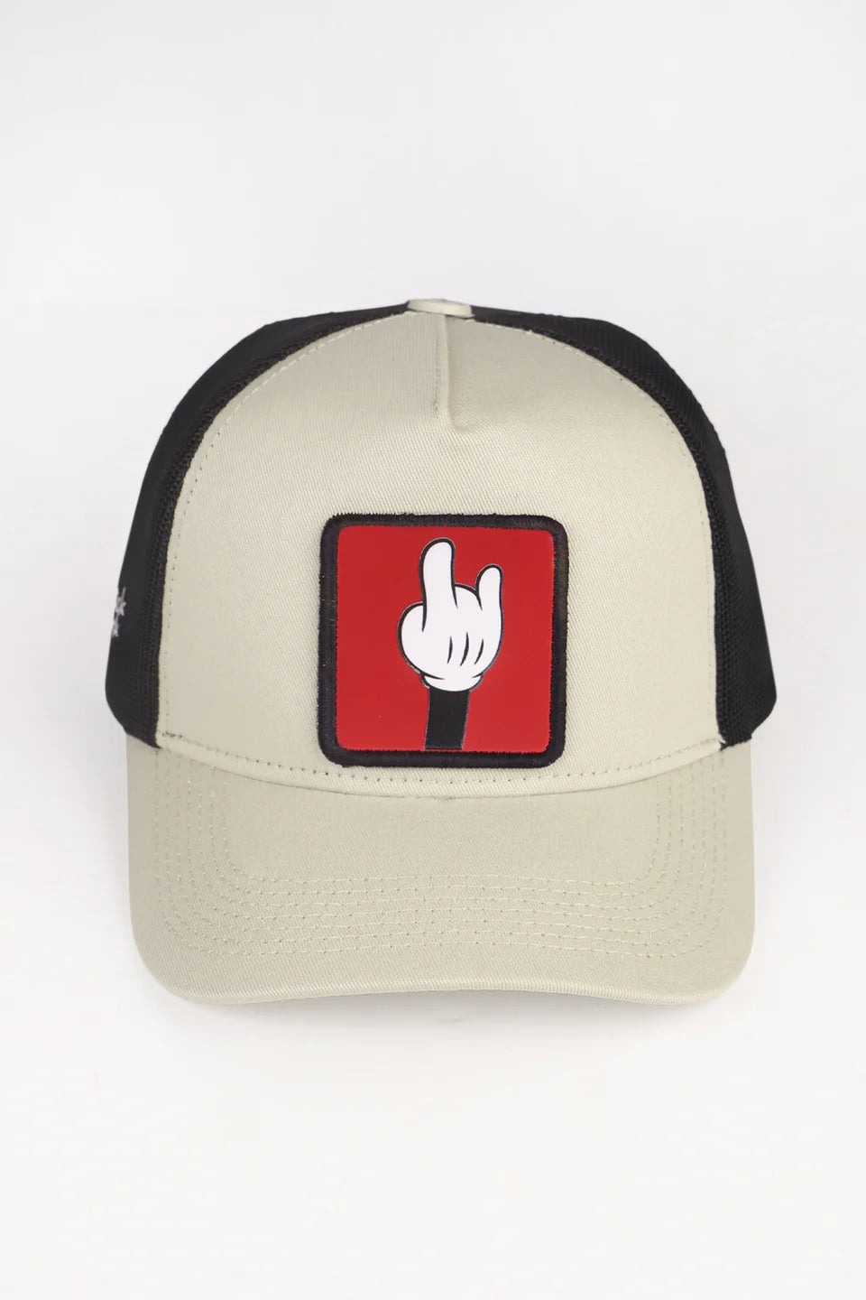 BlackBörk Parmak Logolu Bej Siyah Trucker Şapka