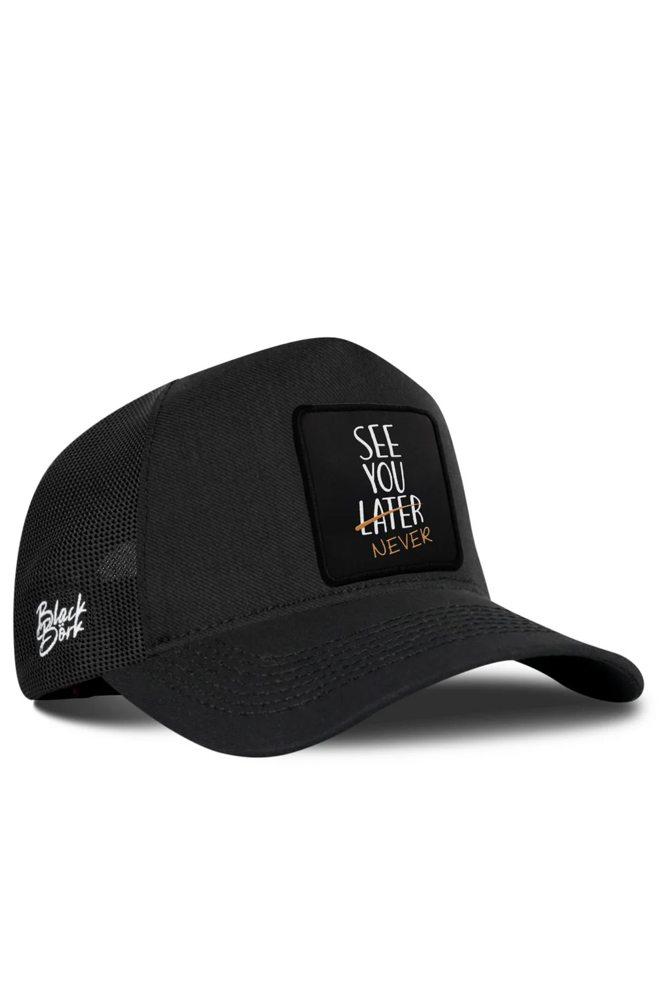 BlackBörk See You Later Never Logolu Siyah Cordura Trucker Şapka